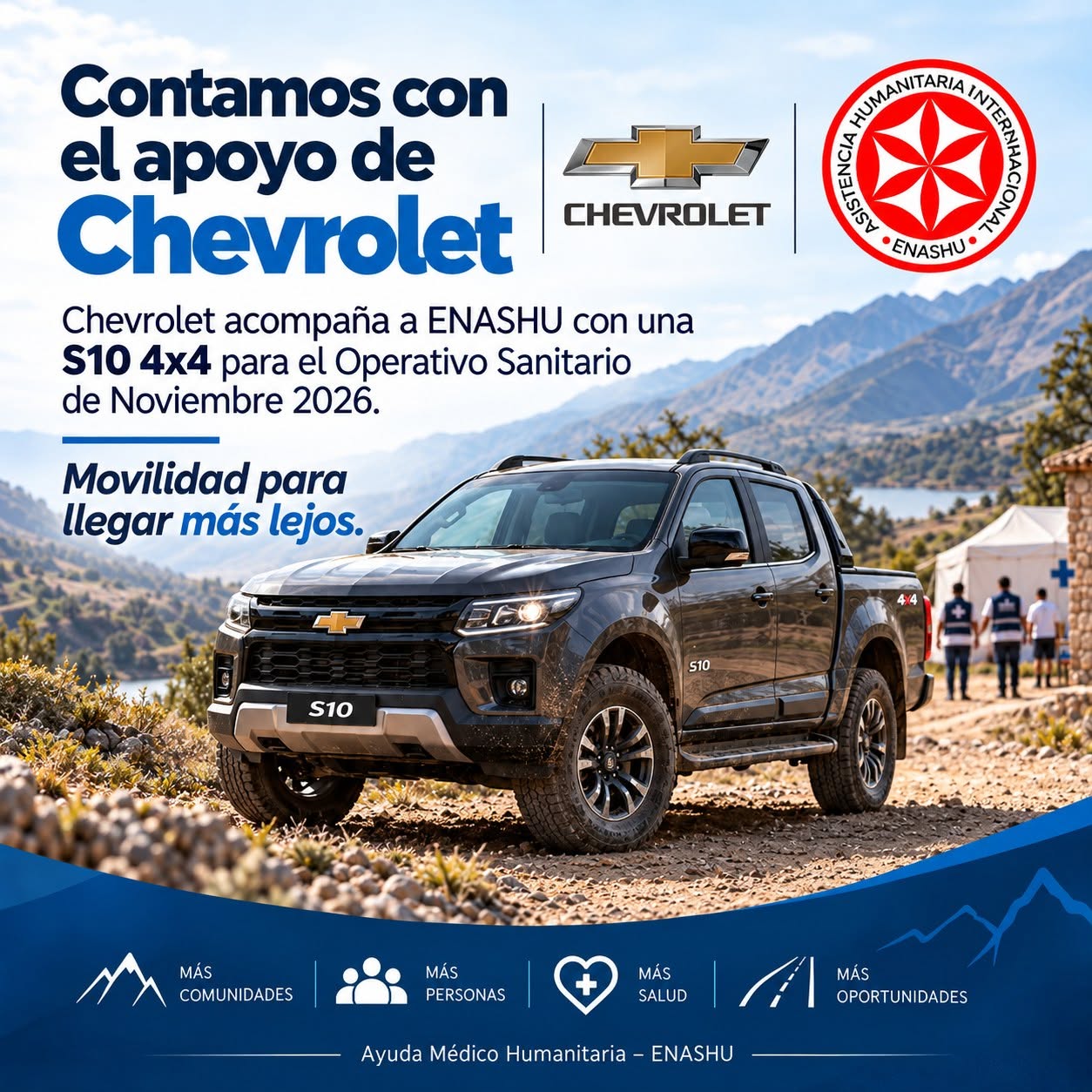 Chevrolet aporta una S10 4x4 para el operativo sanitario