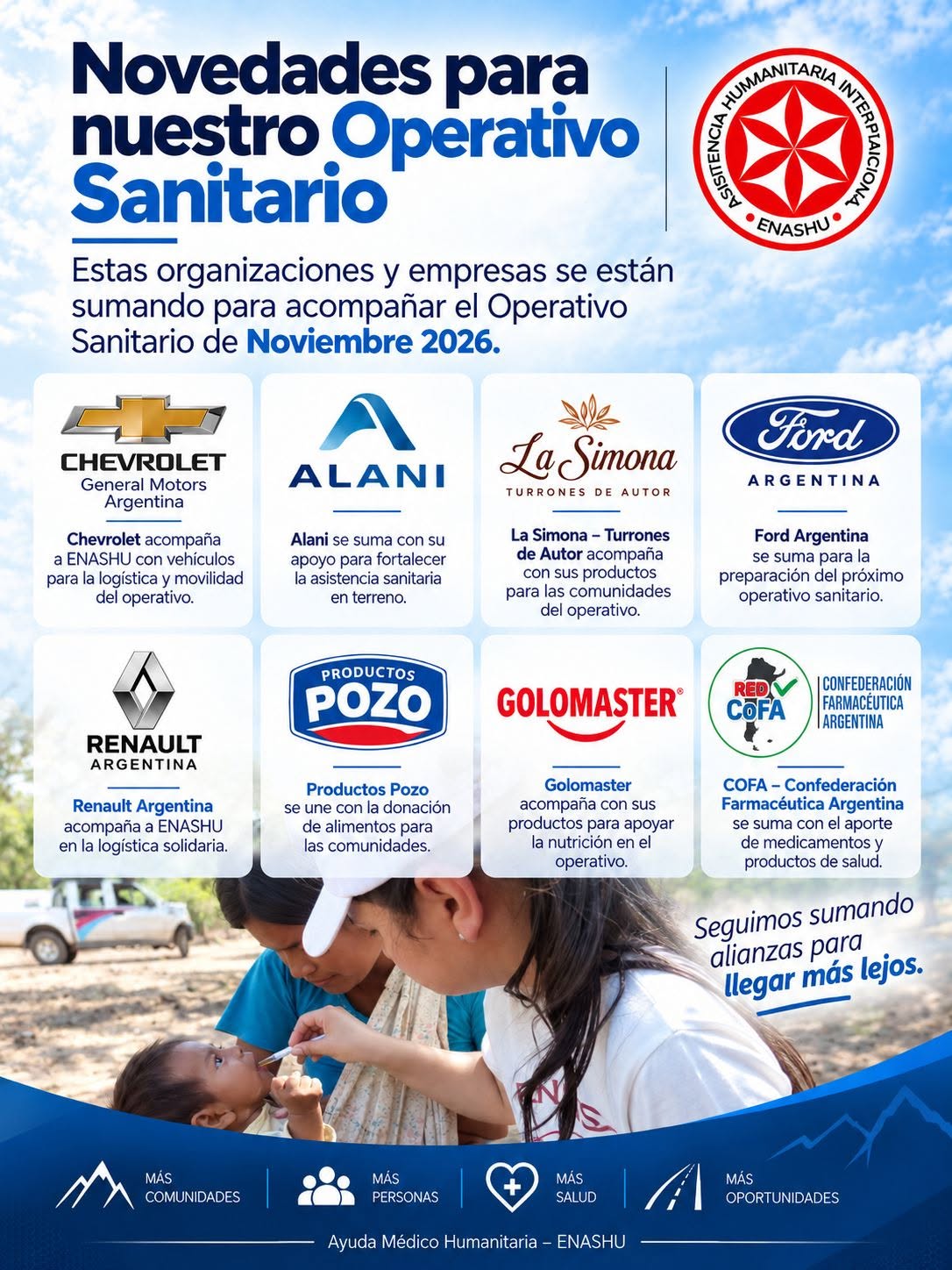 Empresas y organizaciones que acompañan el operativo sanitario de noviembre de 2026
